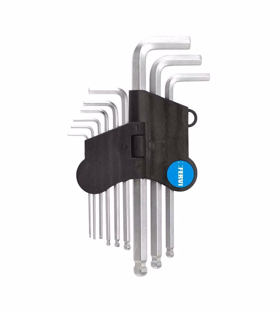 Fervi Chiavi Esagonali Lunghe Punta Sferica Satinate 1,5-10mm - 9 pz