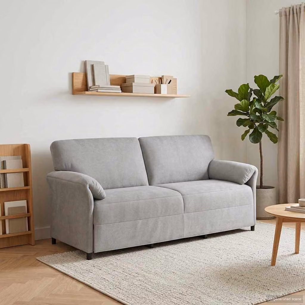 Divano 3-Persone vidaXL in Velluto Grigio con Cuscini e Struttura in Metallo L: 198 cm, P: 83 cm, H: 95 cm