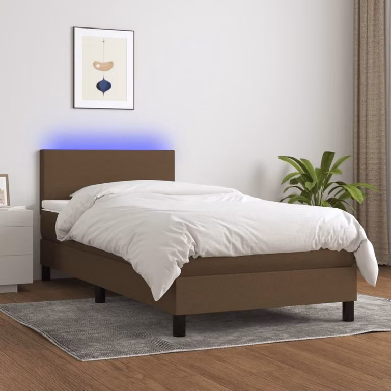 Maison Exclusive - Letto a Molle Materasso e LED Marrone Scuro 100x200 cm Tessuto