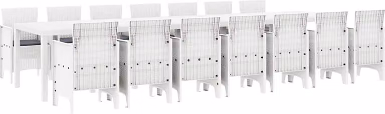 Set da pranzo da giardino con cuscini 15 pcs Bianco PP