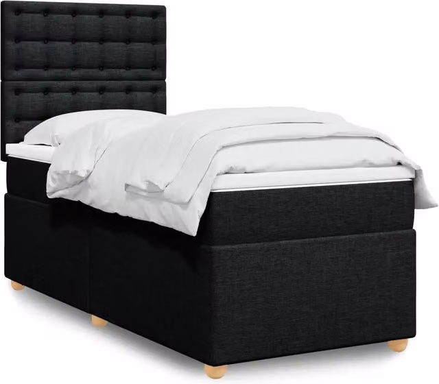 Letto Ibrido vidaXL con Giroletto a Molle e Materasso Nero e Bianco L/P: 100 x 200 cm – 1