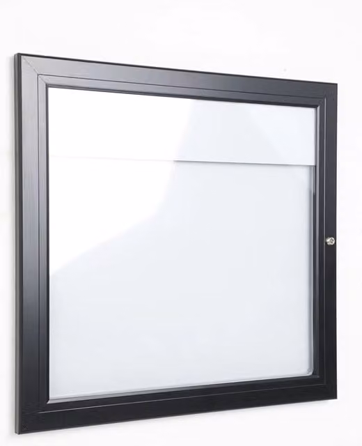 Bacheca con apertura a battente GIORDANOSHOP in alluminio con LED nera e trasparente L: 51,5 cm, P: 48,7 cm, H: 2,3 cm