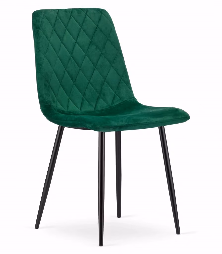 Set di 4 sedie Valora in velluto verde scuro con struttura in metallo per soggiorno e sala da pranzo – 2