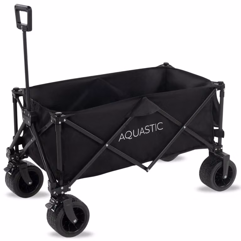 Carrello pieghevole, dimensioni 90x47x55 cm, capacità 127 litri, con ruote grandi, ideale per spiaggia e giardino
