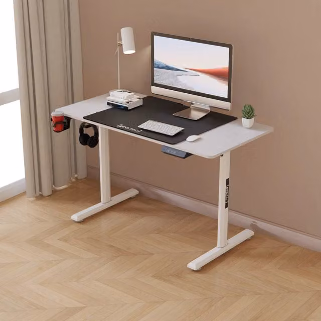 Scrivania Pomona pro.tec regolabile in altezza con sollevamento elettrico, Bianco, L: 110 cm, P: 60 cm