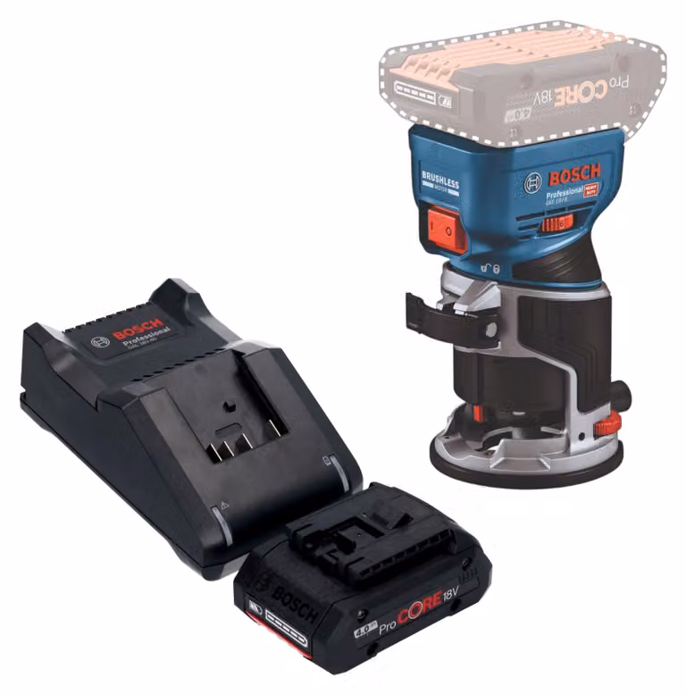 Bosch GKF 18V-8 Posa professionale per bordi a batteria 18 V 8,0 mm senza spazzole + 1x batteria ProCORE 4,0 Ah + caricabatteria