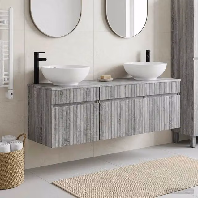 Set di Armadi da Bagno 3 pz Sonoma grigio 49 x 44,5 x 66,5 cm