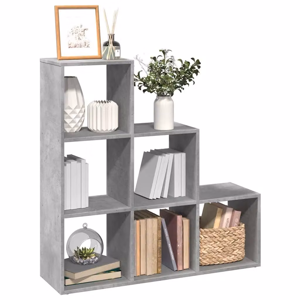 Libreria Divisorio vidaXL con 3 Ripiani in MDF Grigio Cemento, Design Moderno, L/P/H: 99 x 29 x 99 cm