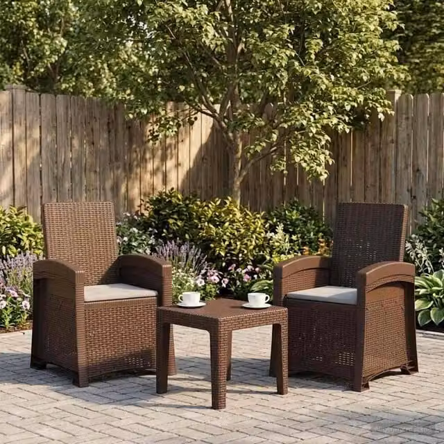Sedia da giardino reclinabile effetto rattan 2 pz PP 8012023