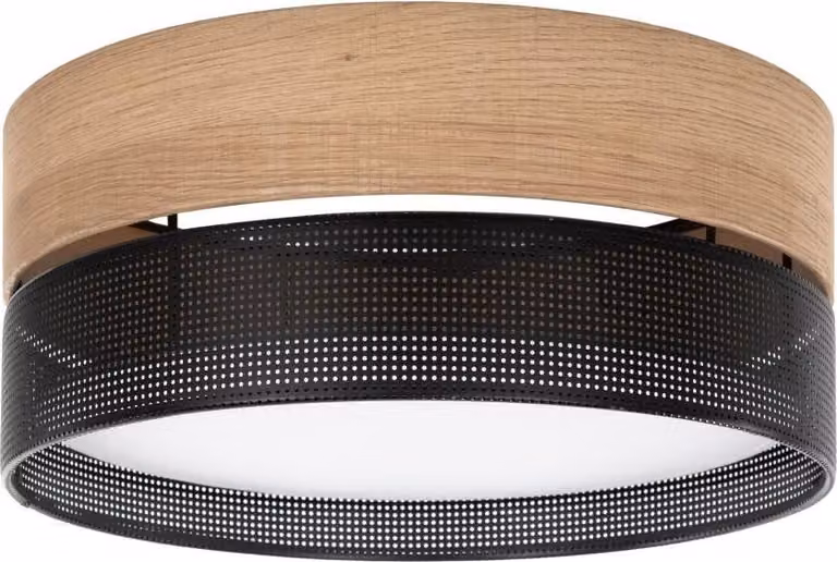 Lampada da soffitto Nicol, seconda scelta, nera effetto legno, E27, LED a 4 luci, ø 50 cm