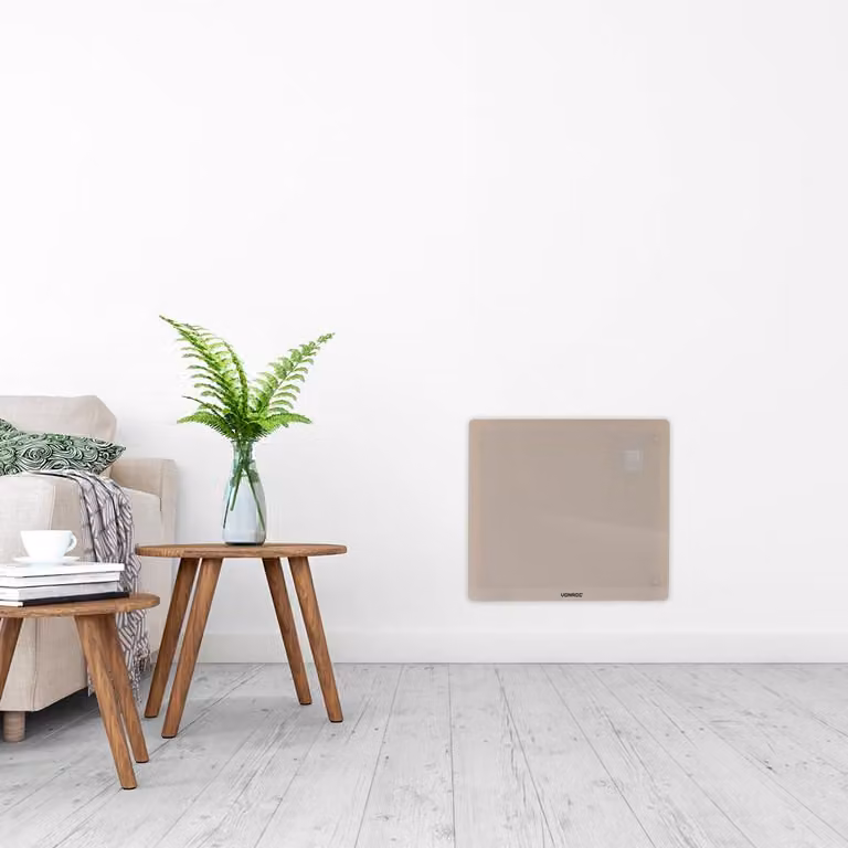 Pannello radiante a convezione - Potenza: 1000 Watt - Pannello in vetro beige - Controllo tramite Wi-Fi - Modello da pavimento o da parete