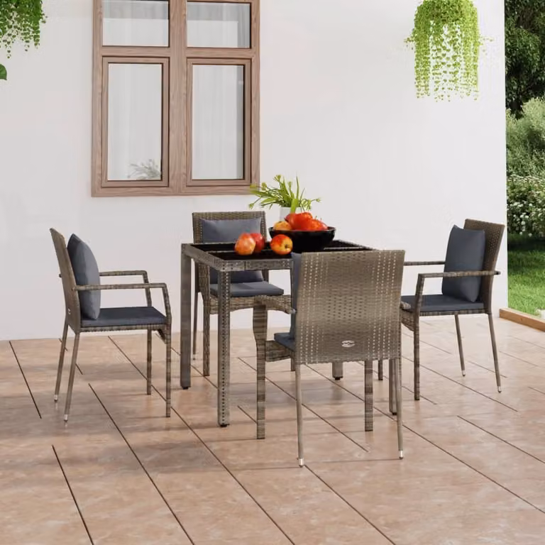 Maison Exclusive - Sedie da Giardino con Cuscini 4 pz in Polyrattan Grigie