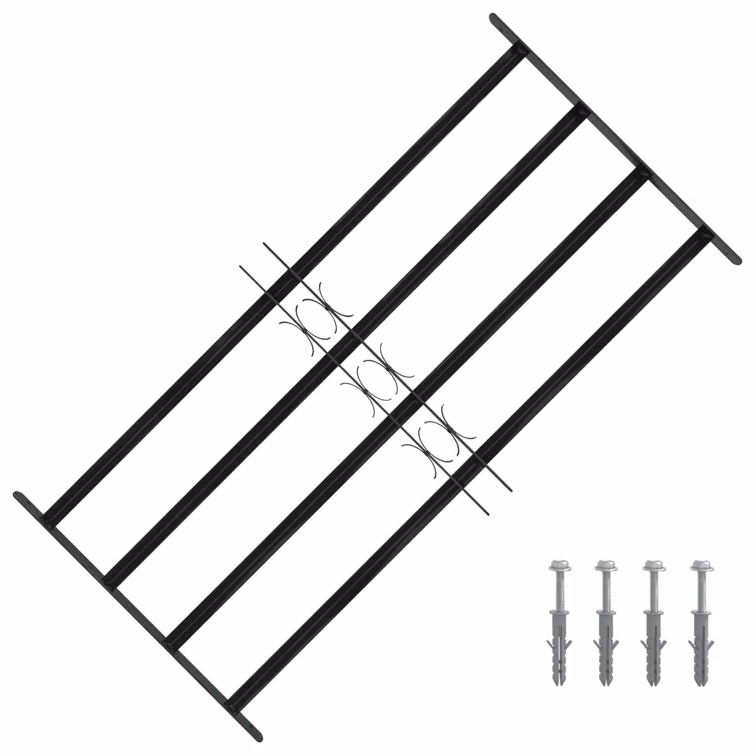 Griglia di sicurezza per finestra vidaXL in acciaio zincato nero L: 115 cm, H: 60 cm