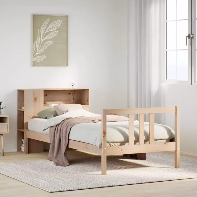Giroletto con Libreria senza Materasso 75x190 cm in Legno Pino 3322291