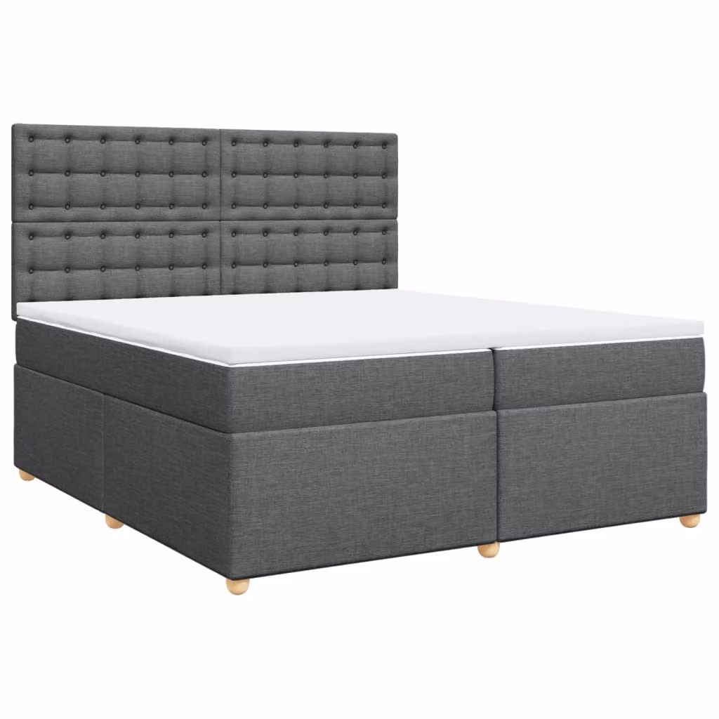 Giroletto a Molle con Materasso Grigio Scuro 200x200 cm Tessuto