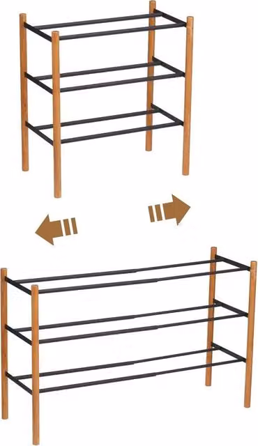 Scarpaio per Scarpe Estensibile a 3 Livelli in Acciaio/Nerone 41-70 x 25 x 45,5cm