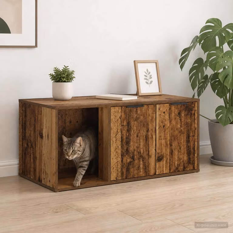 Mobile per gatti vidaXL in legno color marrone, L 100 x P 49 x H 45 cm