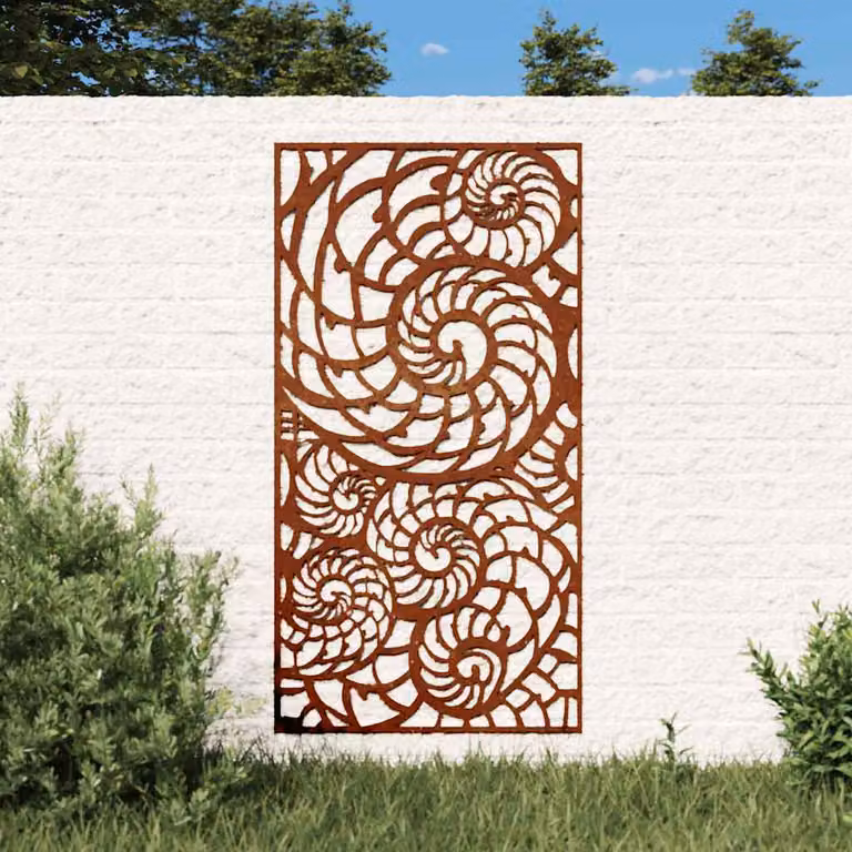 Decorazione Muro da Giardino vidaXL a forma di Conchiglia in Acciaio Corten Marrone L: 105 cm, H: 55 cm