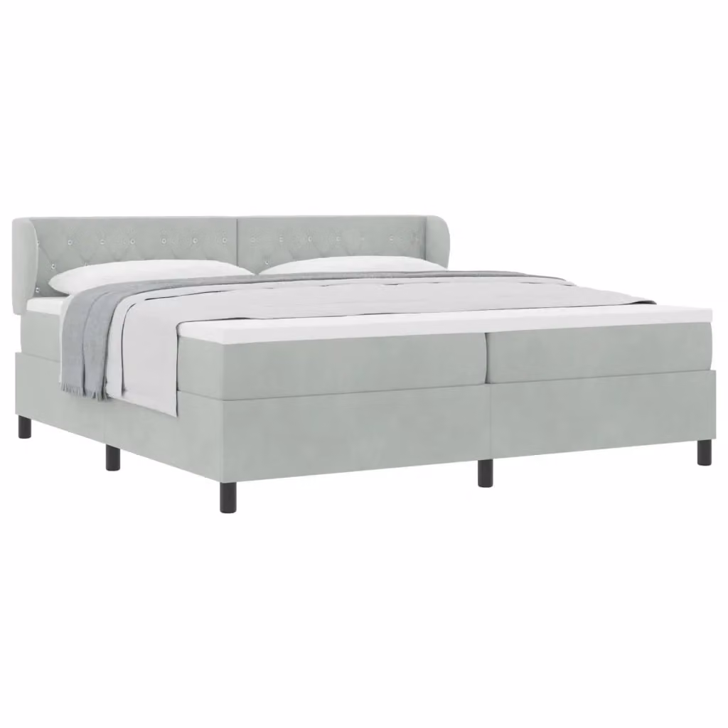 Letto a molle con materasso vidaXL in velluto grigio, L/P: 200 x 200 cm – 2