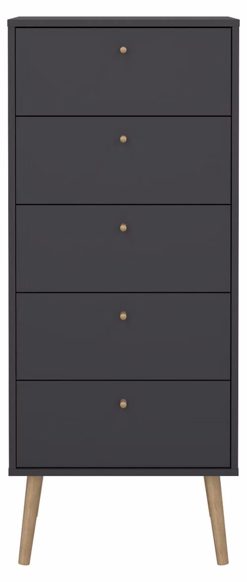 Calicosy - Comò 5 cassetti con gambe in legno H120,1 cm - TARP