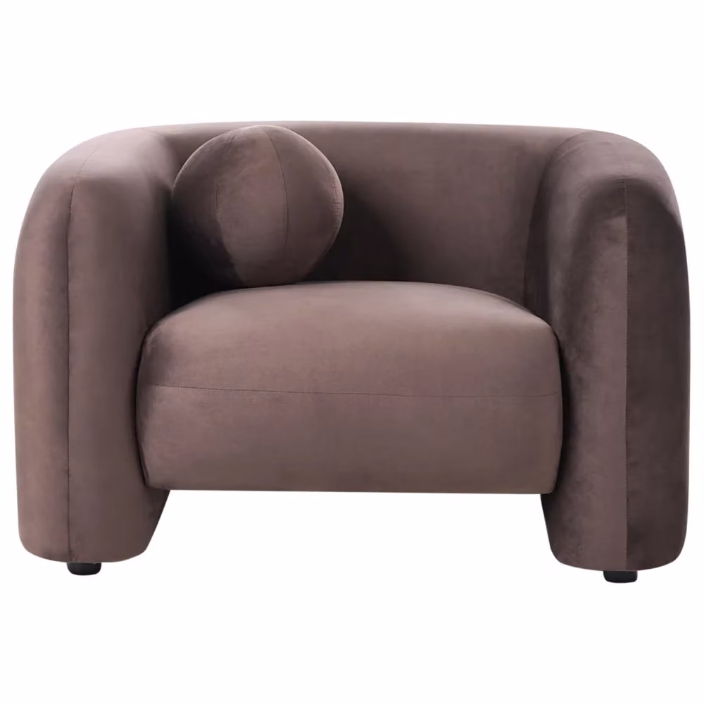 Poltrona Beliani in velluto marrone scuro stile glamour con braccioli per soggiorno – 2
