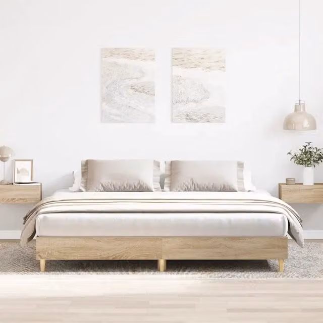 Giroletto senza Materasso-Struttura Letto Rovere Sonoma 160x200cm in Truciolato 805829