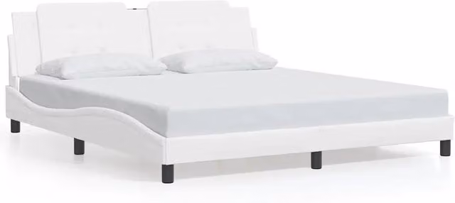 Letto matrimoniale | Letto per adulti | Giroletto senza Materasso Zadar Bianco 180x200 cm in Similpelle