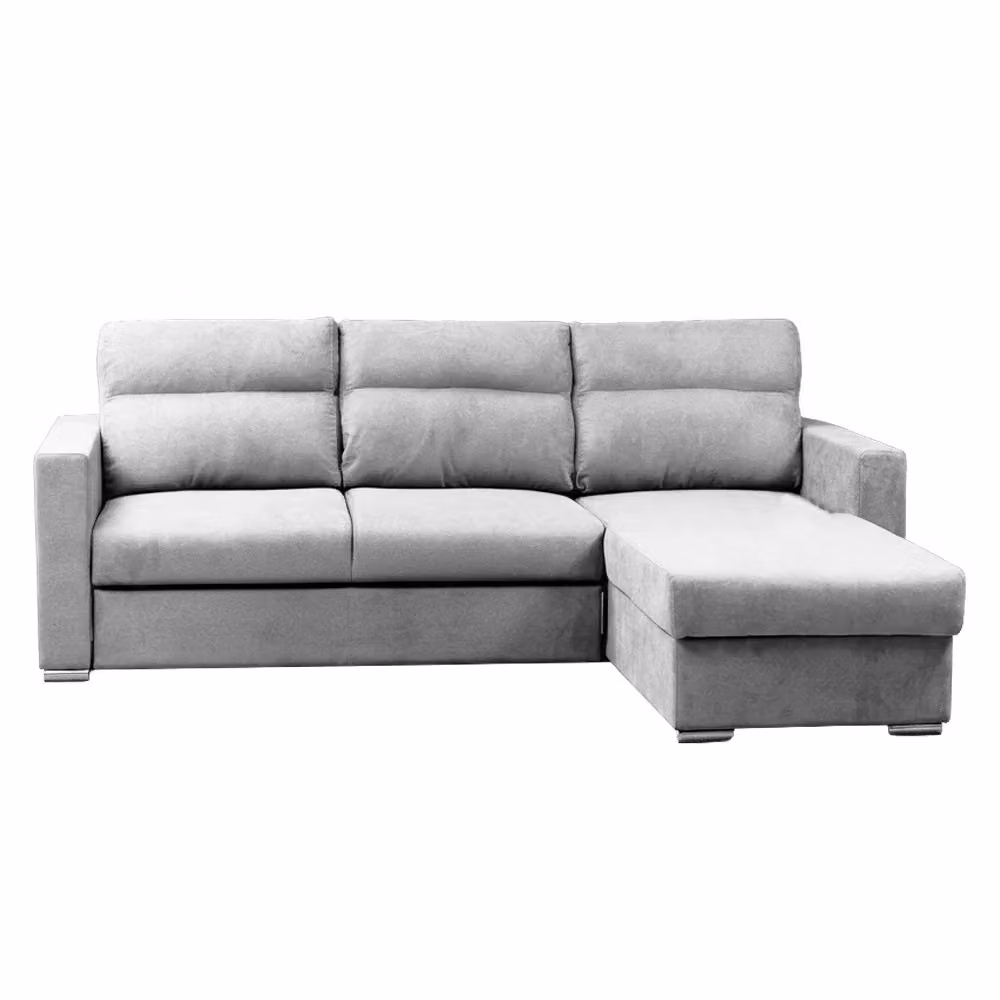 Divano Elba TEZETA con Letto Estraibile e Penisola Contenitore Reversibile in Tessuto Grigio o Bianco per il tuo Soggiorno L/P/H: 247 x 155 x 114 cm – 2