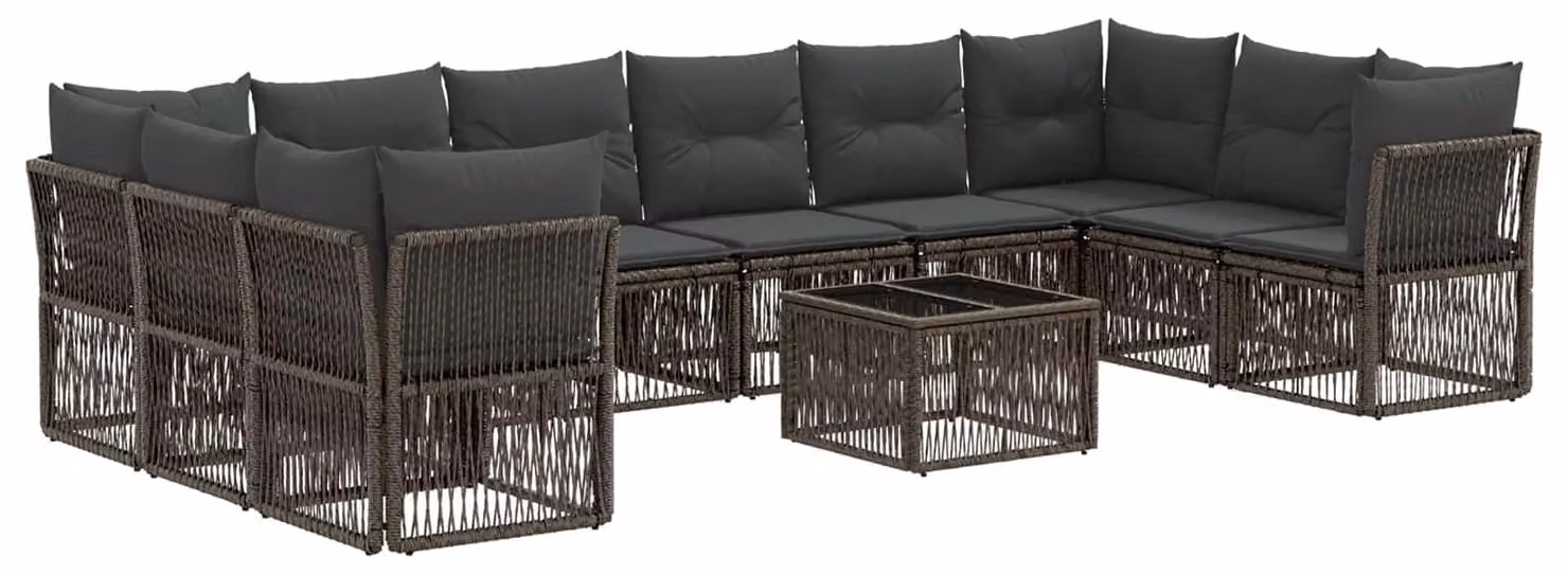 Set Divano da Giardino 11 pcs Grigio polyrattan