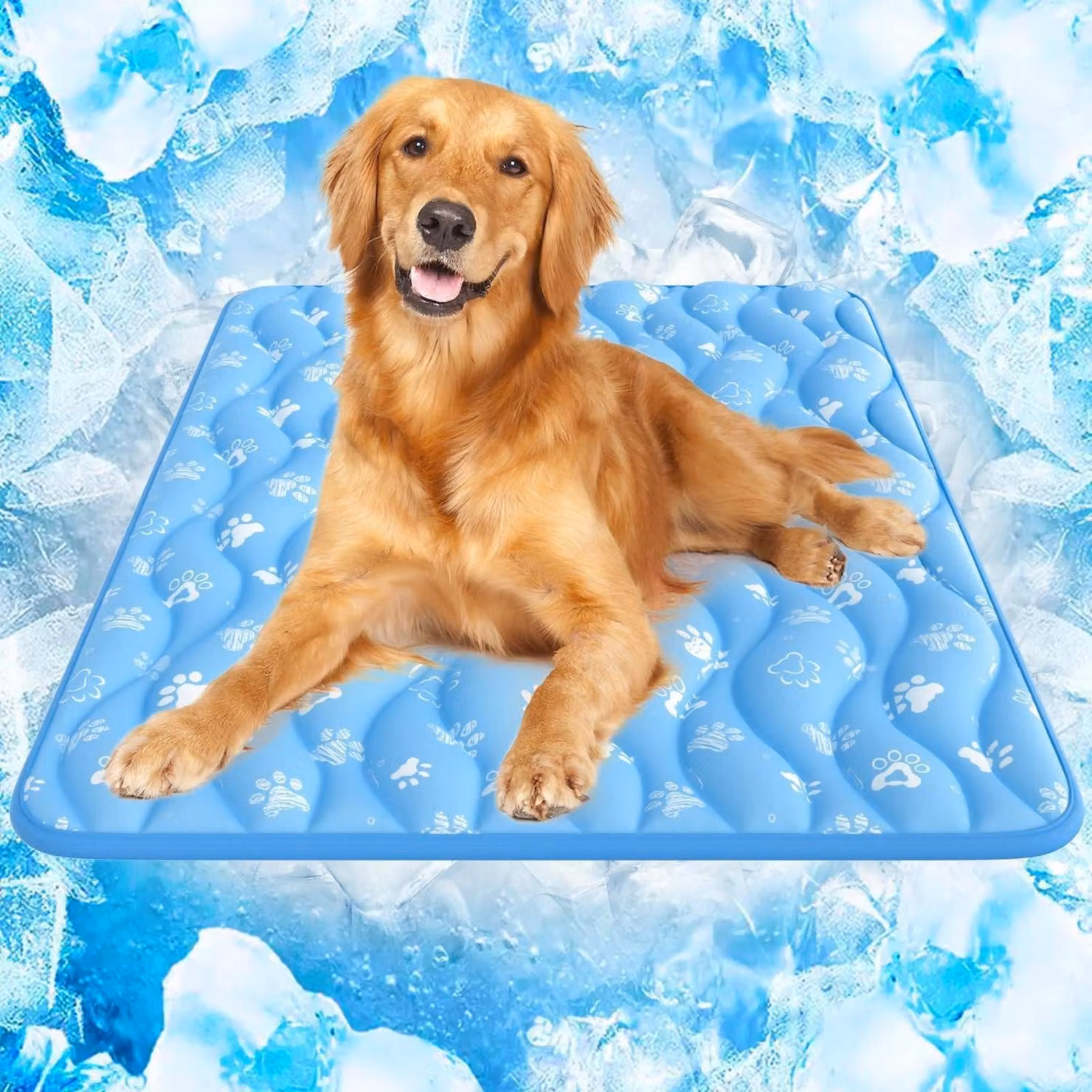 Tappetino refrigerante per cani, traspirante, 110x80 cm, colore azzurro ghiaccio