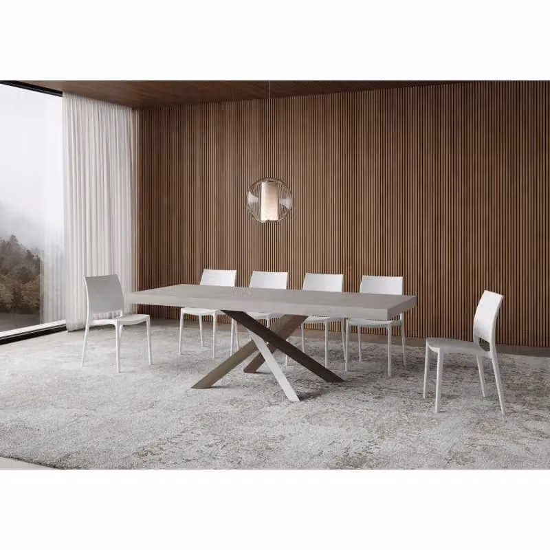 Tavolo allungabile Volantis Premium ITAMOBY con telaio a X in metallo, colore Cashmere e finitura opaca, L/P: 120/380 x 90 cm – 2