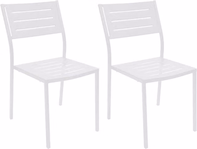 Set 2 Sedie da Giardino 46x58x84 cm in Acciaio RD Italia Dorio Bianche