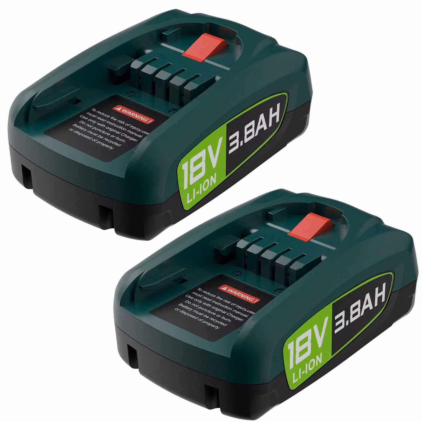 Batteria di ricambio, capacità 3800 mAh, compatibile con utensili elettrici da 18 V, confezione da 2 pezzi