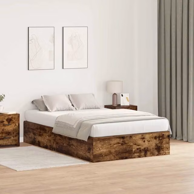 Letto con contenitore moderno vidaXL in legno di pino color marrone L/P: 120 x 190 cm