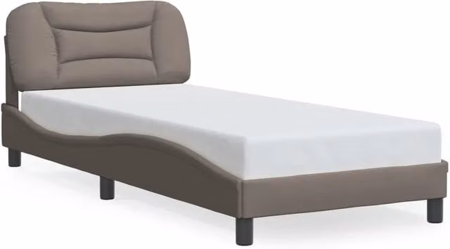 Letto singolo | Letto per adulti | Giroletto con LED senza Materasso Hvar Tortora 80x200 cm Tessuto