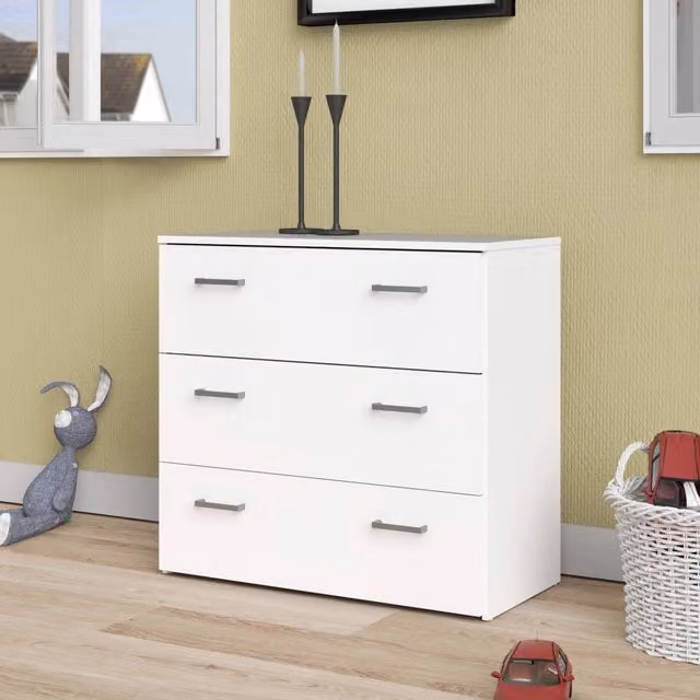 Cassettiera a tre cassetti Adal DMORA colore bianco L: 74 cm, P: 69 cm, H: 36 cm