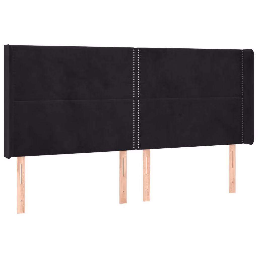 Testiera ad orecchio vidaXL in velluto nero L: 203 cm, P: 16 cm, H: 118-128 cm – 2