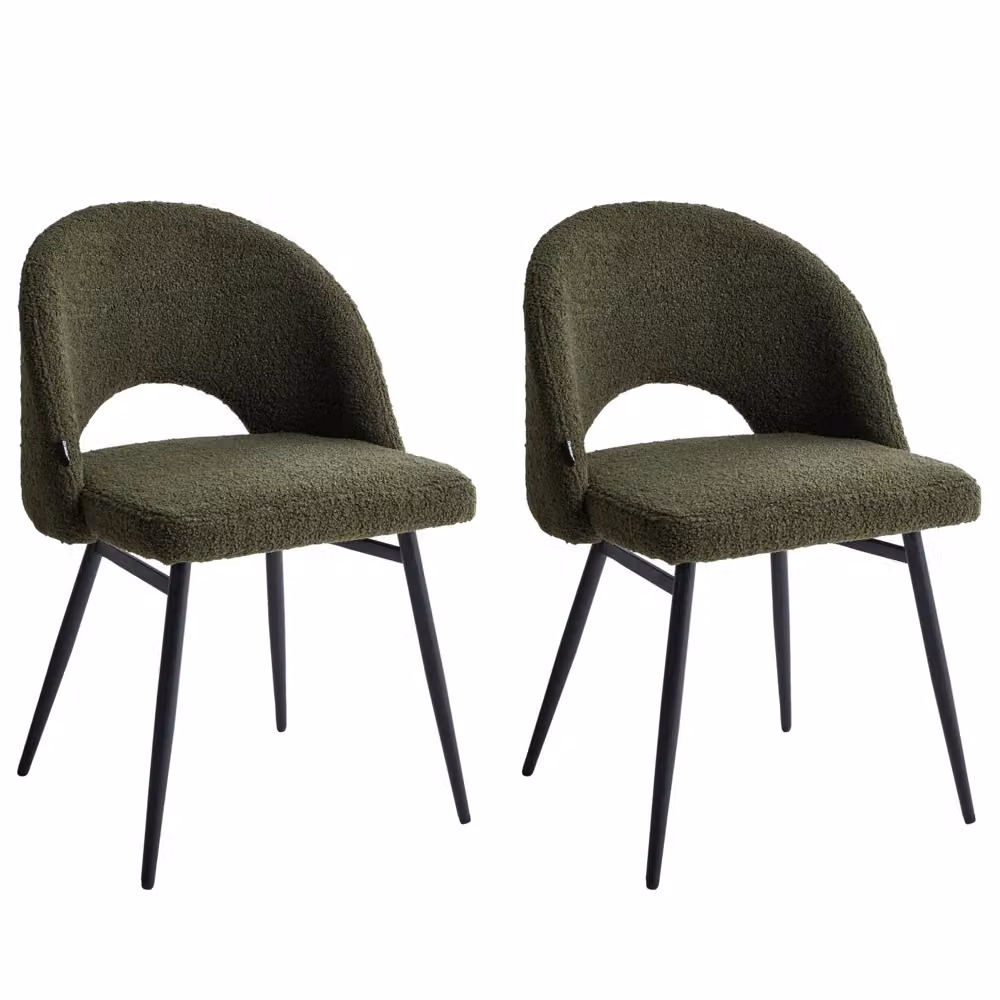 Set di 2 sedie da pranzo BELIANI in tessuto bouclé verde con braccioli e gambe in metallo in stile industriale moderno – 2