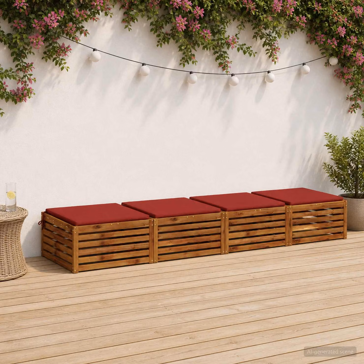 Set di 4 cuscini per sedia vidaXL SOEST in poliestere rosso con rivestimento lavabile e resistente ai raggi UV