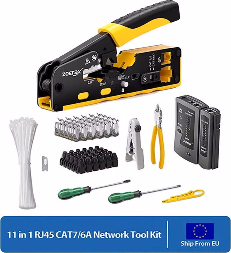 Utensile a crimpare, tester per cavi, taglierina per cavi