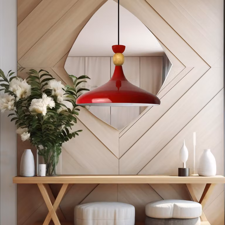 Lampada a sospensione rossa Ø35 cm metallo E27 Lampada moderna, senza lampadina