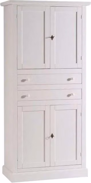 Armadio dispensa in legno bianco stile arte povera con 4 ante Mobili 2G L/P/H: 80 x 40 x 170 cm – 1