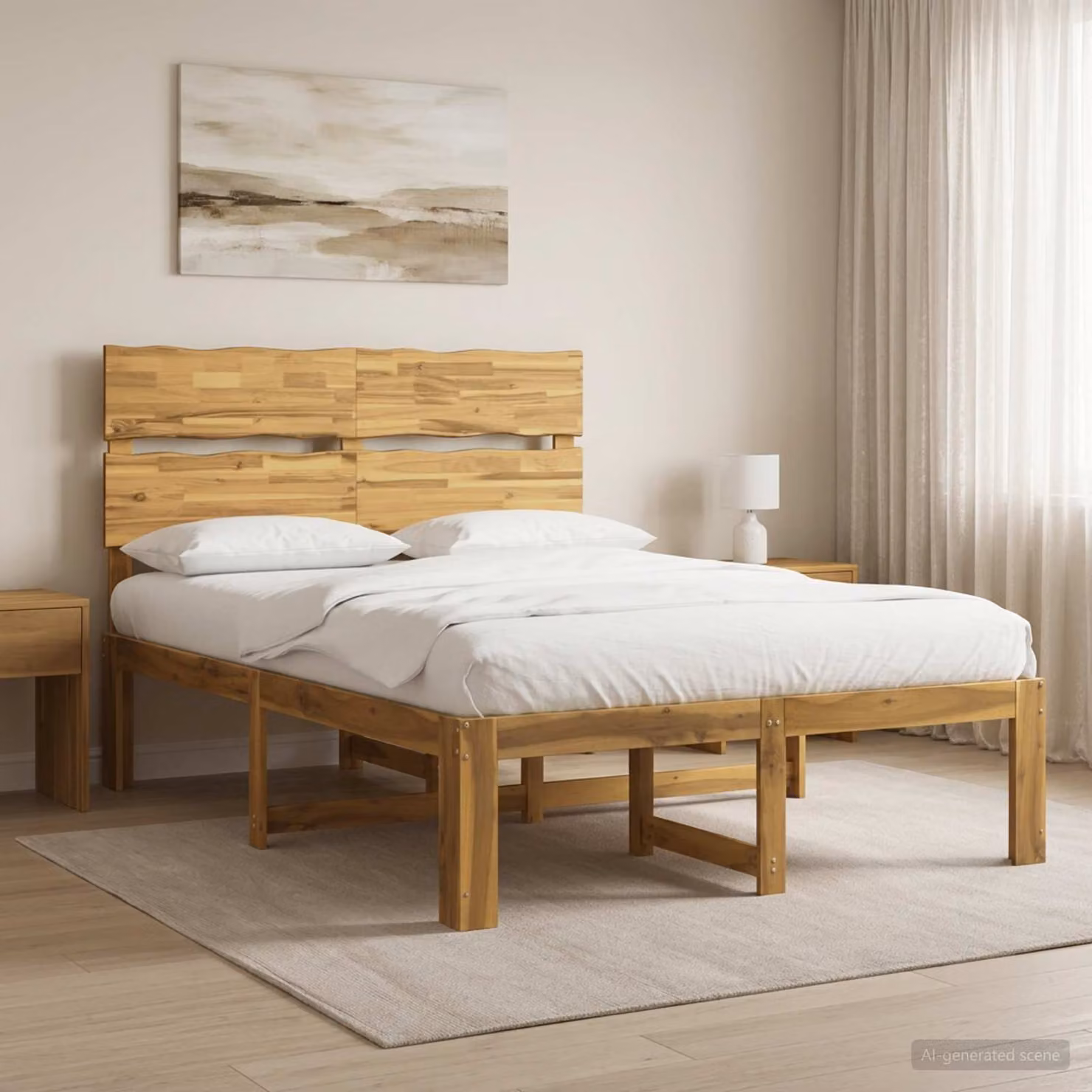 Letto matrimoniale con testiera vidaXL ROSTOCK in legno di acacia bianco L 120 cm x P 200 cm