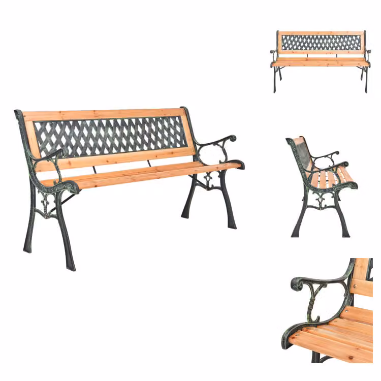 vidaXL Panchina da giardino 116 cm in ghisa e legno massiccio di abete - Panchine da giardino