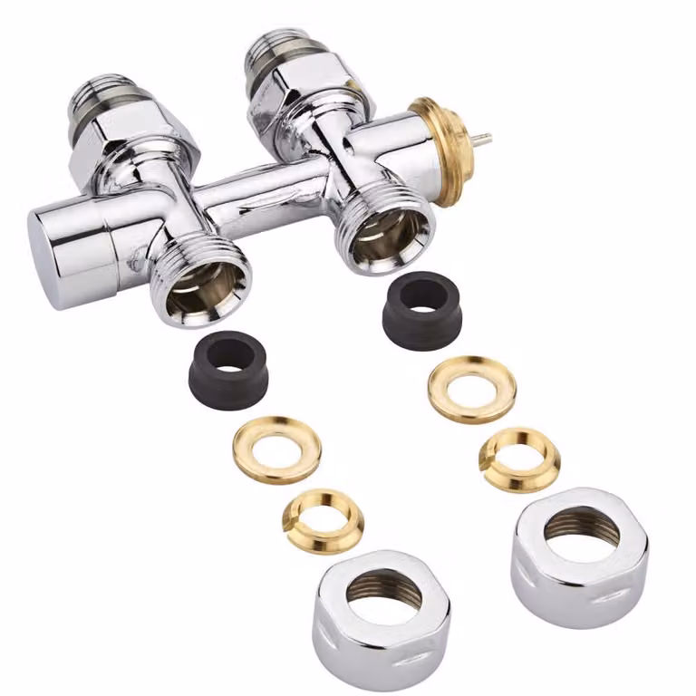 Valvole Termostatiche Diritte Multiblock H per Radiatori con Adattatori Rame Ø12mm