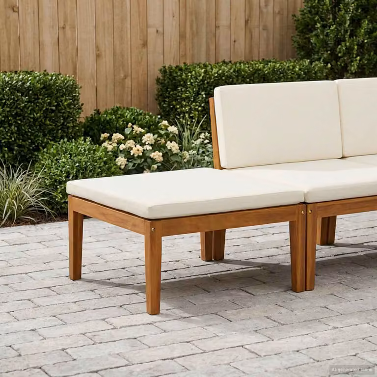 Poggiapiedi da giardino vidaXL in legno di acacia massello con cuscino L/P/H: 60 x 30 x 60 cm