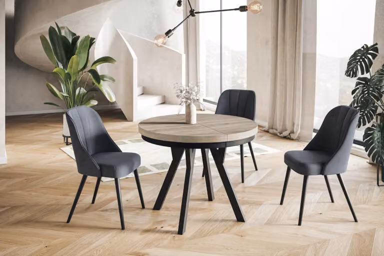 Alpi Moebel, Tavolo da Pranzo Evo, Tavolo per Mangiare Allungabile, Diametro da 80 - 130 cm, Sonoma