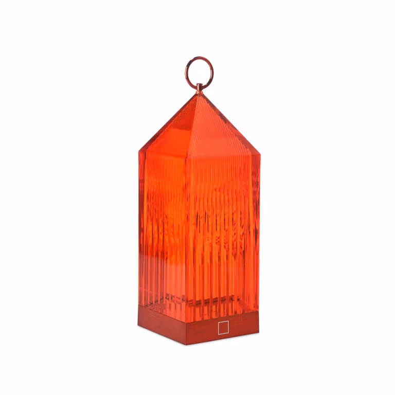 Kartell Lampada LED da tavolo Lantern, rossa, riciclata, IP54 dimmerabile, Rosso, Camera da letto, Plastica, Design