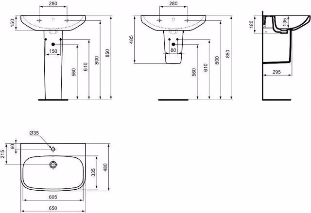 LAVABO MONOFORO "I.LIFE A" 60 cm