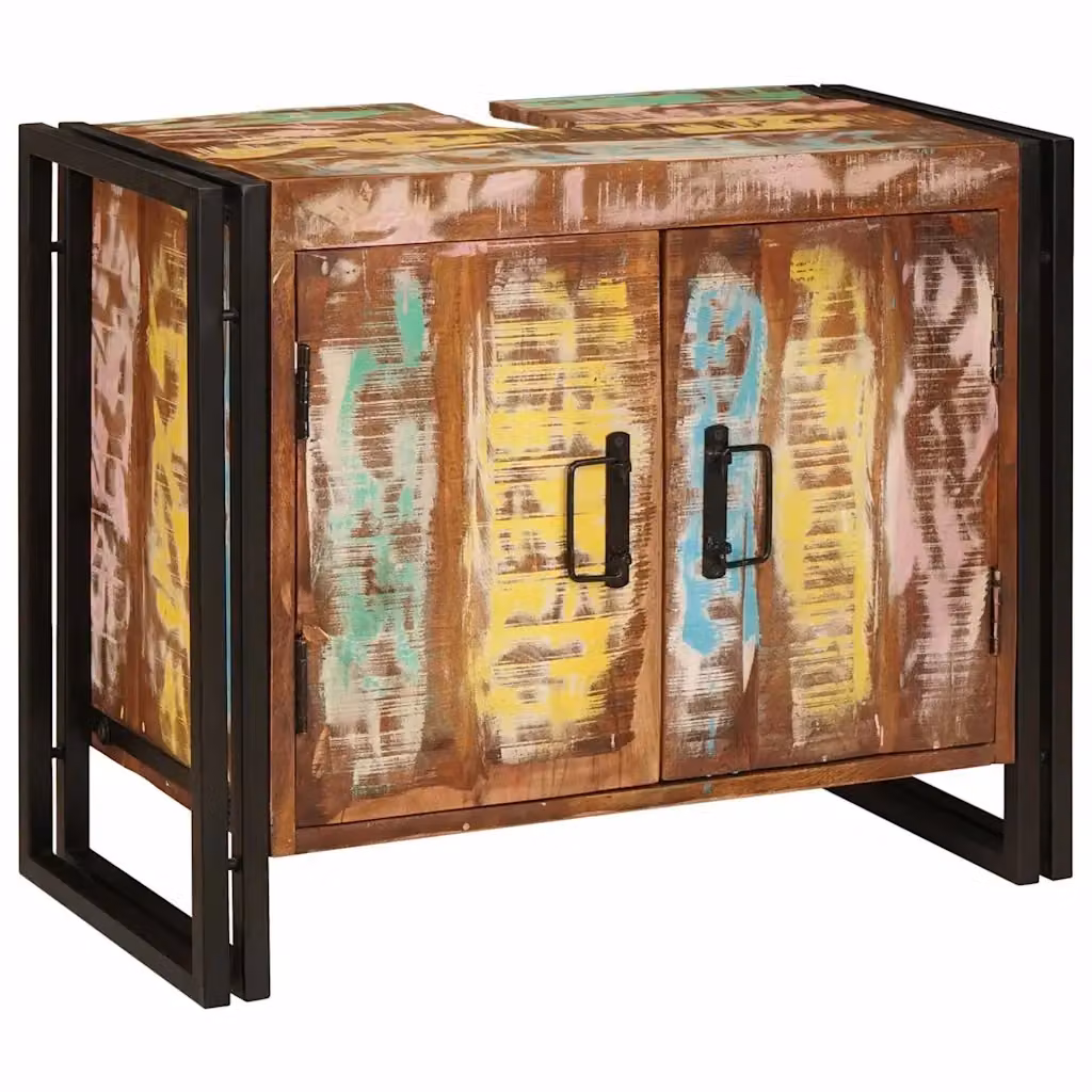 Armadio sottolavello moderno vidaXL in legno e metallo multicolore con decorazione astratta – 2
